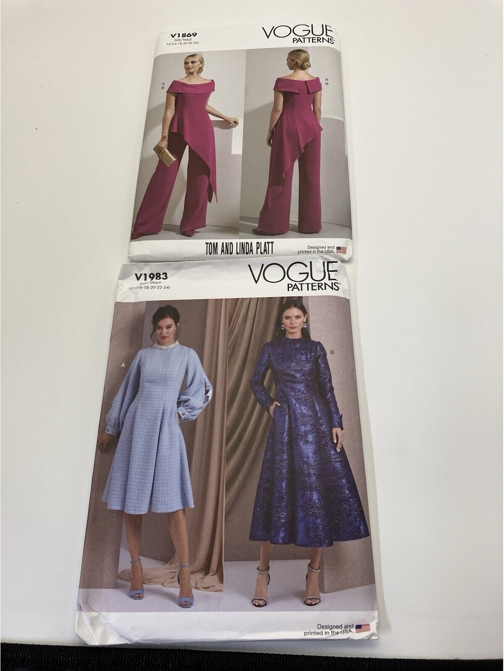 Vogue Sewing Patterns For Women Lot Of 2 V1869 & V1983 New